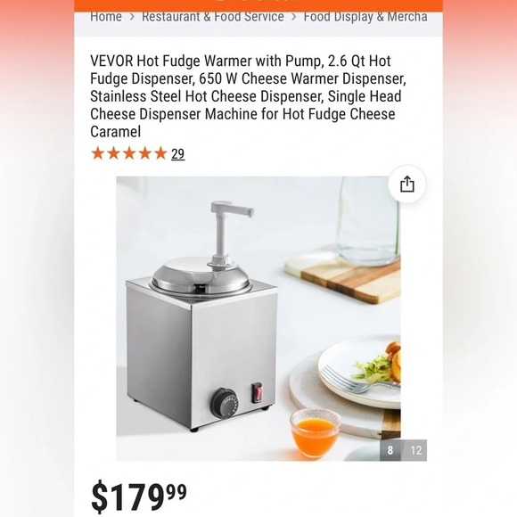 NIB VEVOR Stainless Food Warmer with Pump, 2.6 Dispenser, 650 W Foodservice - Picture 6 of 11